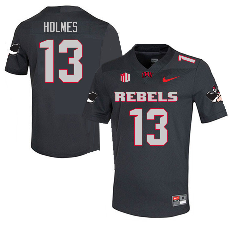 Men #13 LJ Holmes UNLV Rebels College Football Jerseys Stitched Sale-Charcoal
